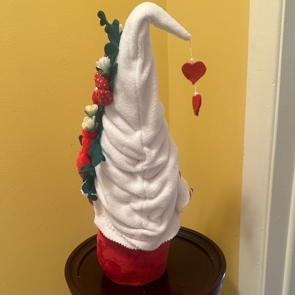 Adorable “New” Valentines Plush Gnome Doll Pumpkin and Flower Hat hanging hearts - Picture 6 of 10